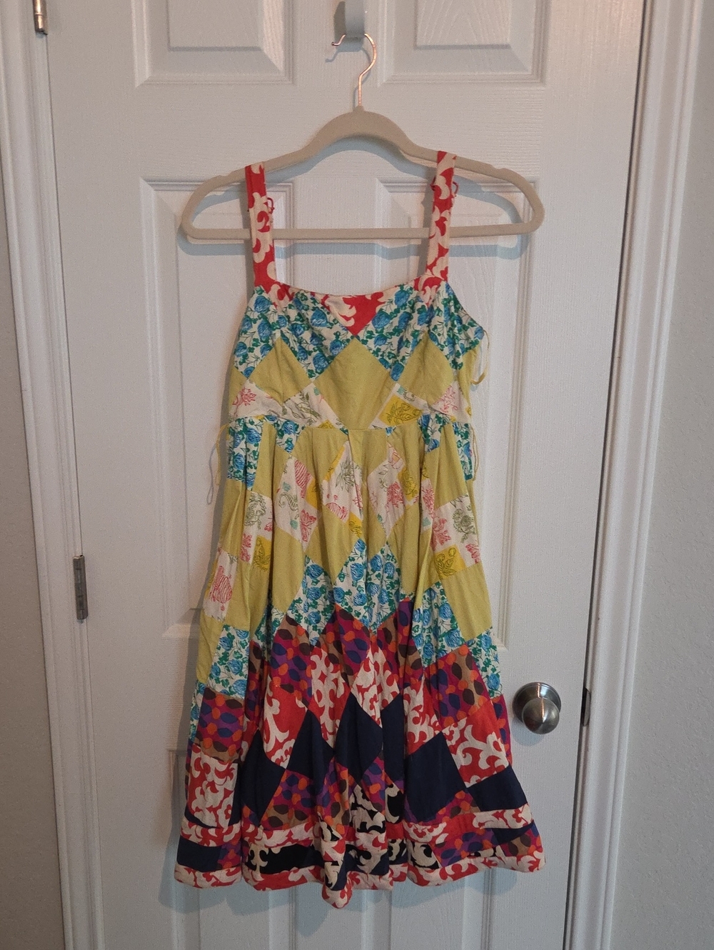 Maeve Multicolor Patchwork Sundress - Yellow, Red, Blue Size 6